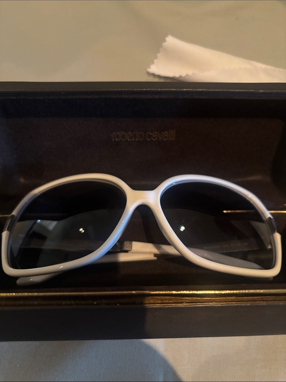 Roberto Cavalli White Frame Sunglasses with Dark Lenses